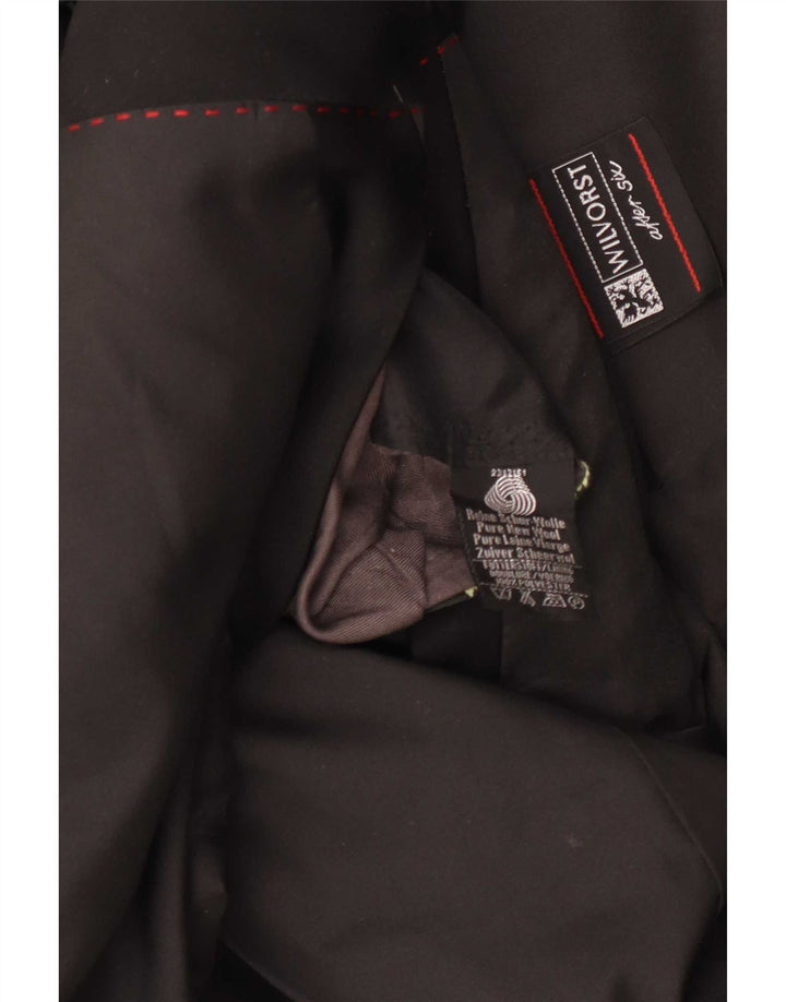 Wilvorst Mens 1 Button Blazer Jacket UK 40 Large Black New Wool