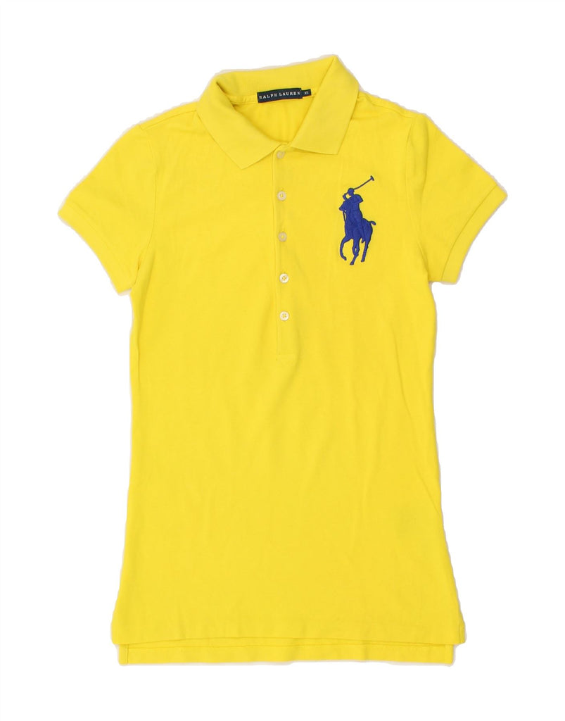 RALPH LAUREN Womens Polo Shirt UK 4 XS Yellow Cotton | Vintage Ralph Lauren | Thrift | Second-Hand Ralph Lauren | Used Clothing | Messina Hembry 