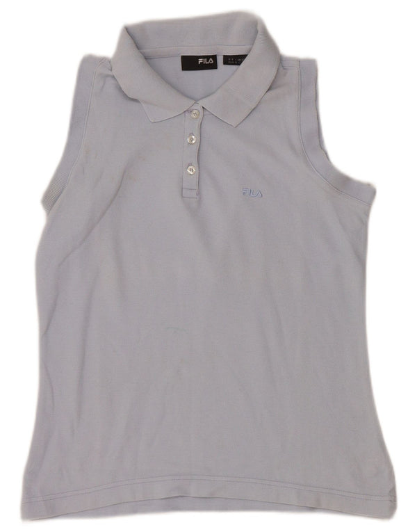Fila Womens Sleeveless Polo Shirt UK 12 Meium Blue