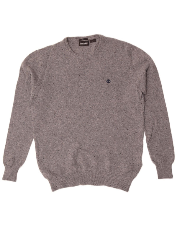 Timberland Mens Crew Neck Jumper Sweater Large Grey Flecked Merino Wool
