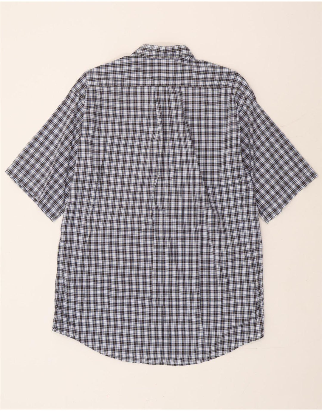 Burlington Mens Short Sleeve Shirt Large Blue Check Cotton