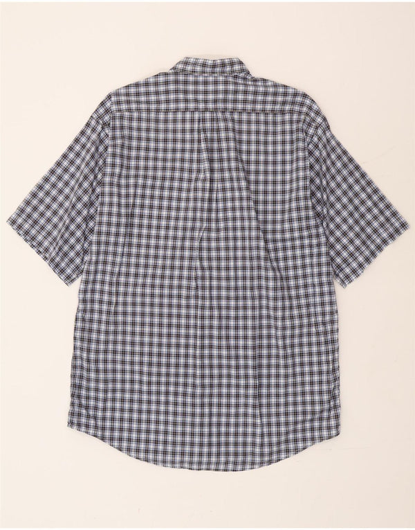 Burlington Mens Short Sleeve Shirt Large Blue Check Cotton