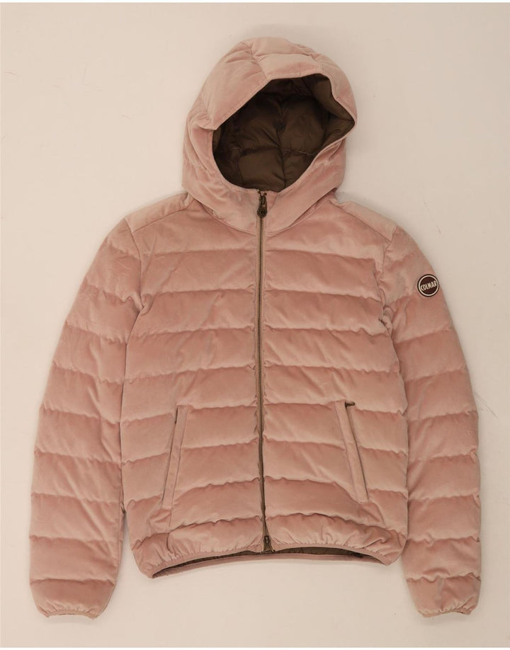 Colmar Womens Hooded Velvet Padded Jacket IT 44 Medium Pink