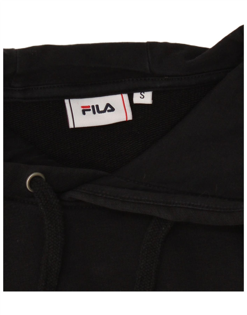 FILA Mens Graphic Hoodie Jumper Small Black Colourblock Cotton Vintage Fila and Second-Hand Fila from Messina Hembry 