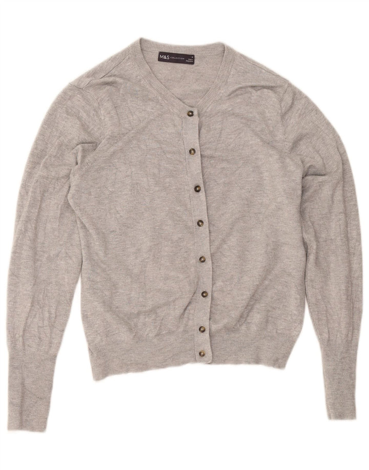 Marks & Spencer Womens Crop Cardigan Sweater UK 14 Medium Grey Flecked