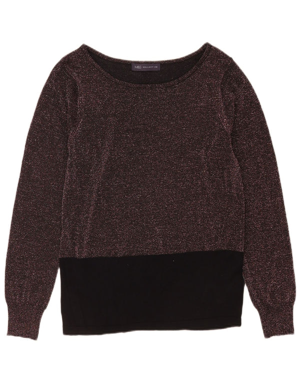 Marks & Spencer Womens Boat Neck Jumper Sweater UK 12 Medium Burgundy