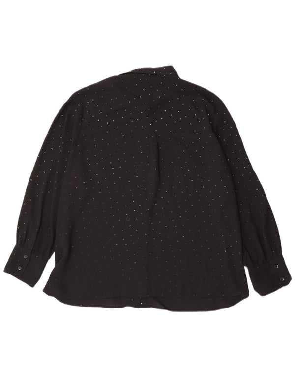 Marks & Spencer Womens Shirt Blouse UK 24 4XL Black Spotted Polyester