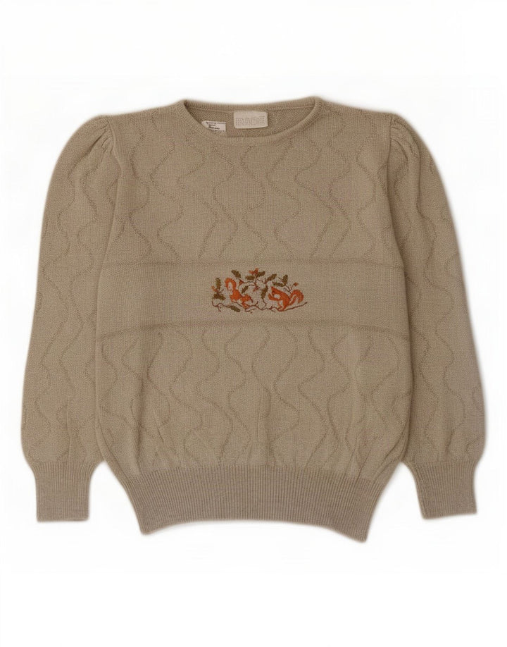 Rabe Womens Graphic Crew Neck Jumper Sweater EU 38 Medium Grey Striped