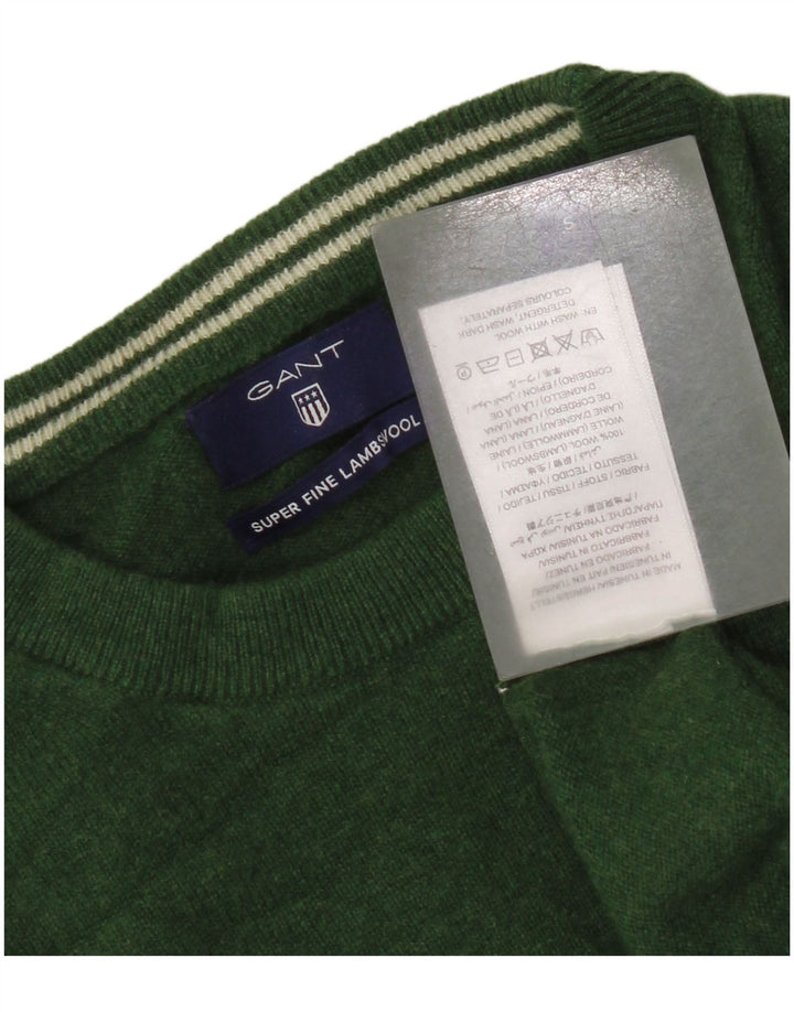 Gant Womens Oversized Crew Neck Jumper Sweater UK 10 Small Green Wool