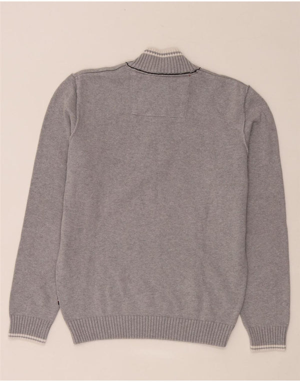 Aeronautica Militare Mens Zip Neck Jumper Sweater Medium Grey Colourblock