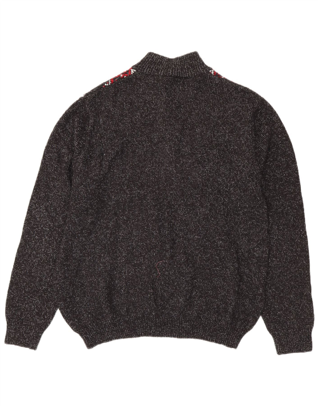 CHAPS Mens Button Neck Jumper Sweater 2XL Grey Fair Isle Cotton