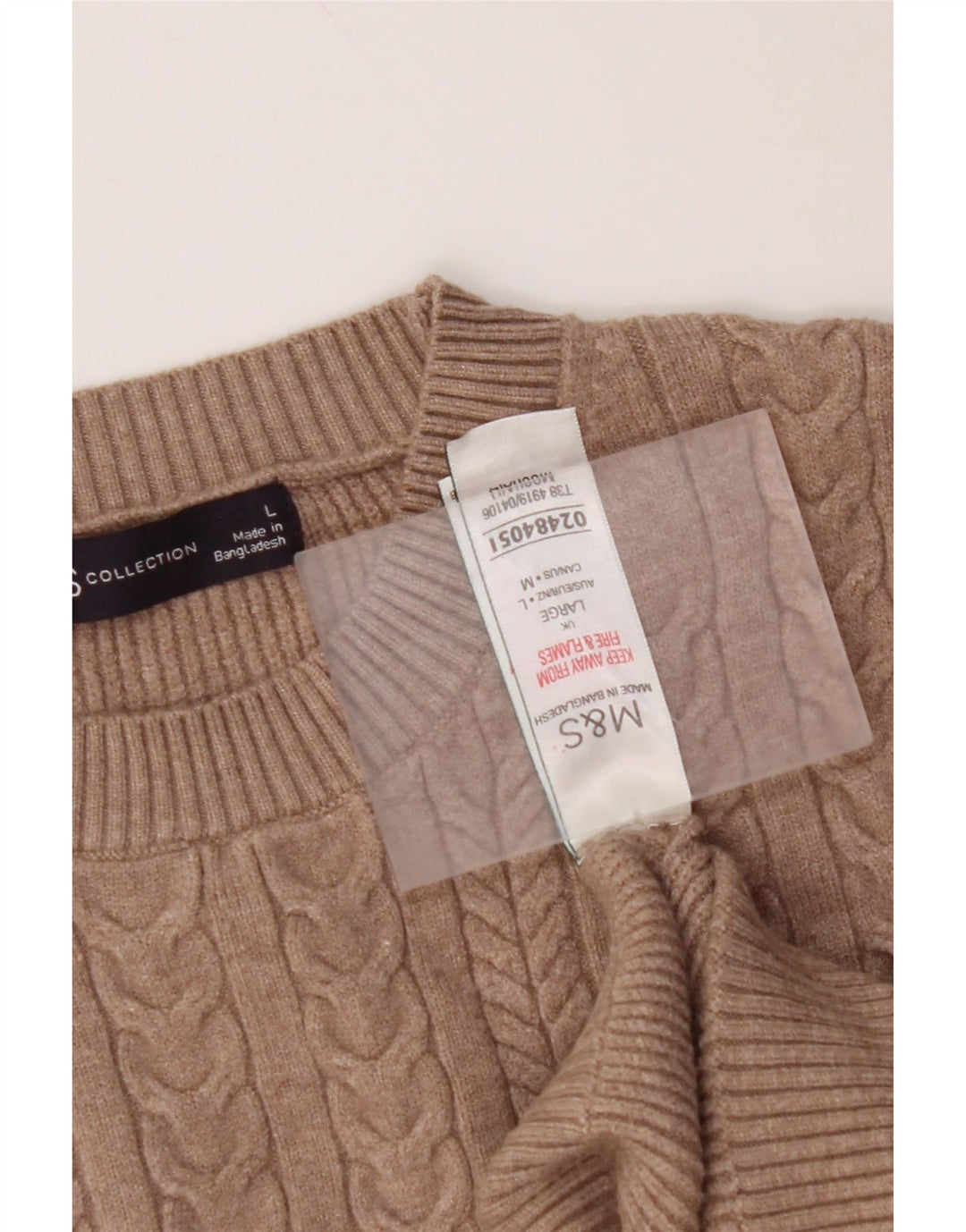 MARKS & SPENCER Womens Crop Crew Neck Jumper Sweater UK 16 Large Brown
