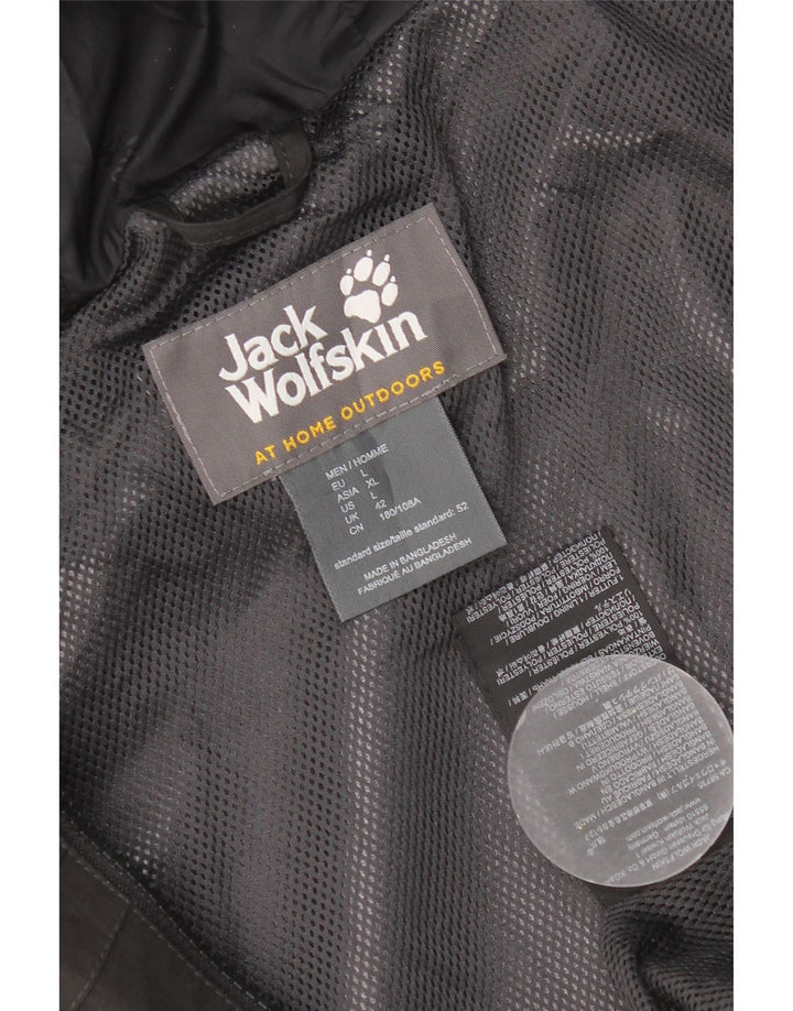 Jack Wolfskin Mens Hooded Windbreaker Jacket UK 40 Large Black Polyester