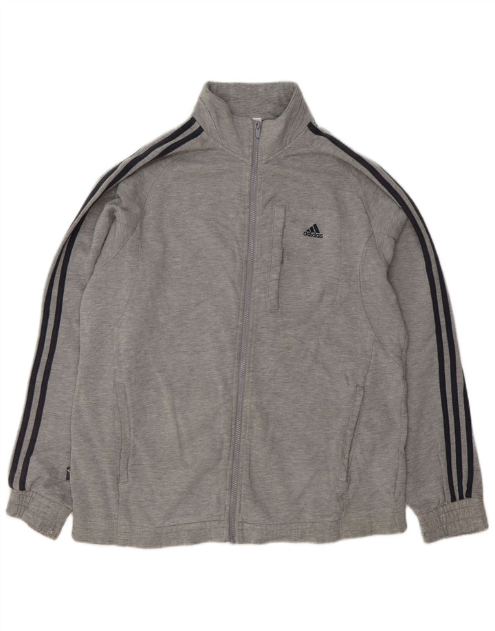Adidas Mens Tracksuit Top Jacket Large Grey Flecked Cotton
