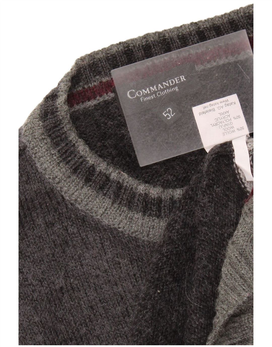 COMMANDER Mens Crew Neck Jumper Sweater IT 52 Large Grey Colourblock Wool