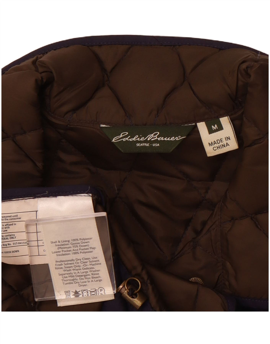 EDDIE BAUER Womens Quilted Padded Jacket UK 14 Medium Navy Blue Polyester