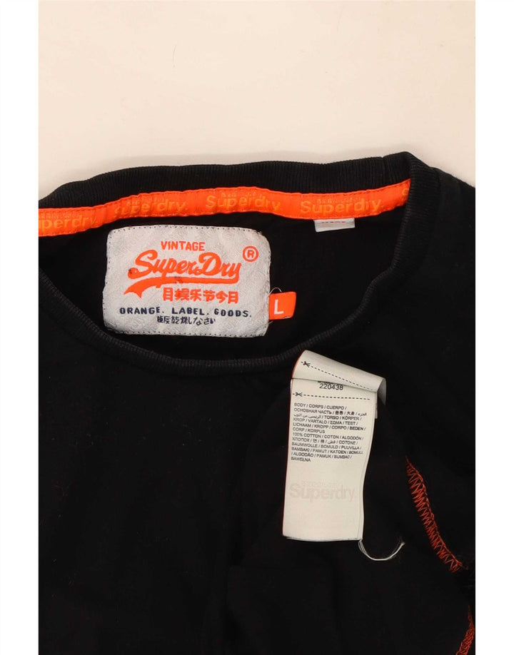 Superdry Mens Top Long Sleeve Large Black Cotton