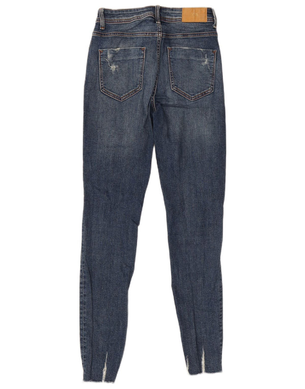 Zara Womens Distressed Skinny Jeans EU 34 2XS W24 L27 Blue Cotton