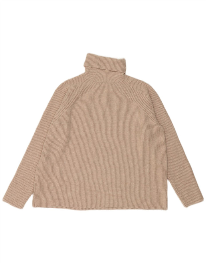 Marks & Spencer Womens Roll Neck Jumper Sweater UK 14 Medium Beige Viscose