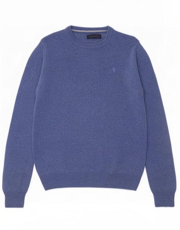 Trussardi Mens Crew Neck Jumper Sweater Medium Blue Wool