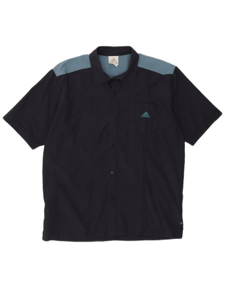 Adidas Mens Graphic Shirt UK 40/42 Medium Navy Blue Colourblock