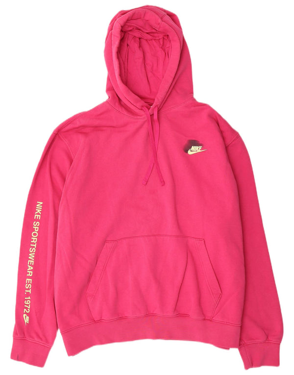 Nike Mens Graphic Hoodie Jumper XL Pink Cotton