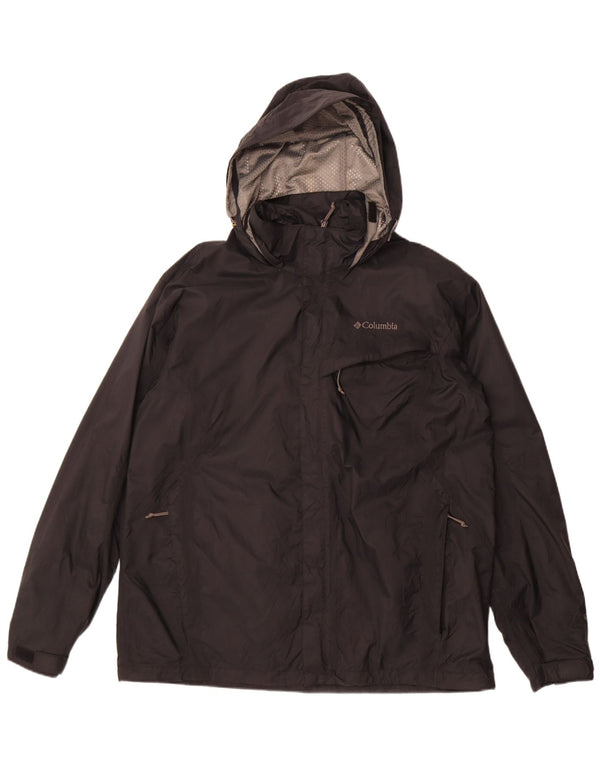 Columbia Mens Hooded Windbreaker Jacket UK 42 XL Black Nylon