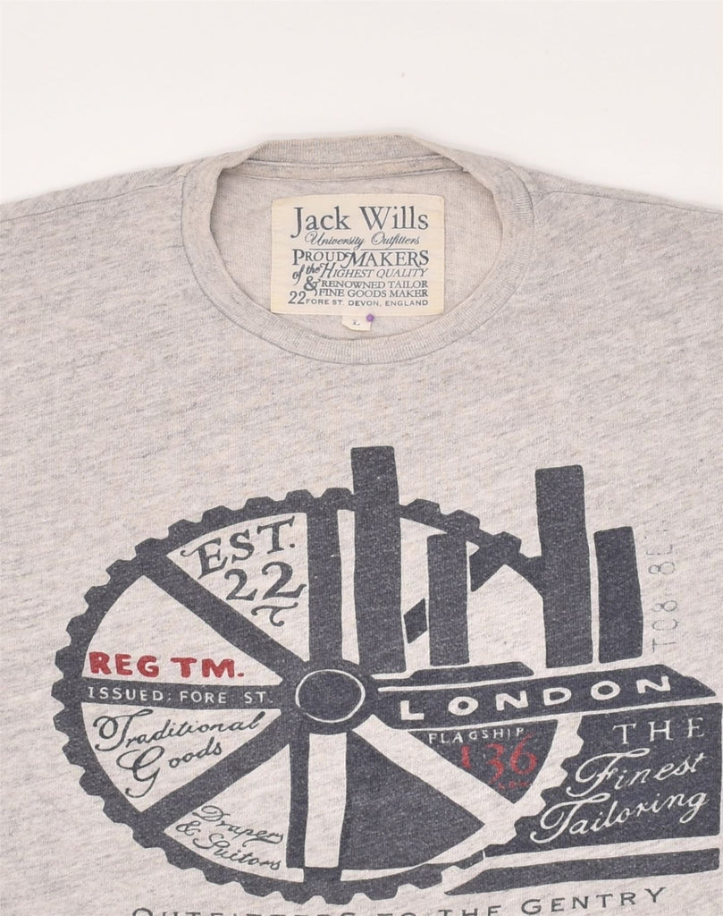 JACK WILLS Mens Graphic T-Shirt Top Large Grey Cotton | Vintage Jack Wills | Thrift | Second-Hand Jack Wills | Used Clothing | Messina Hembry 