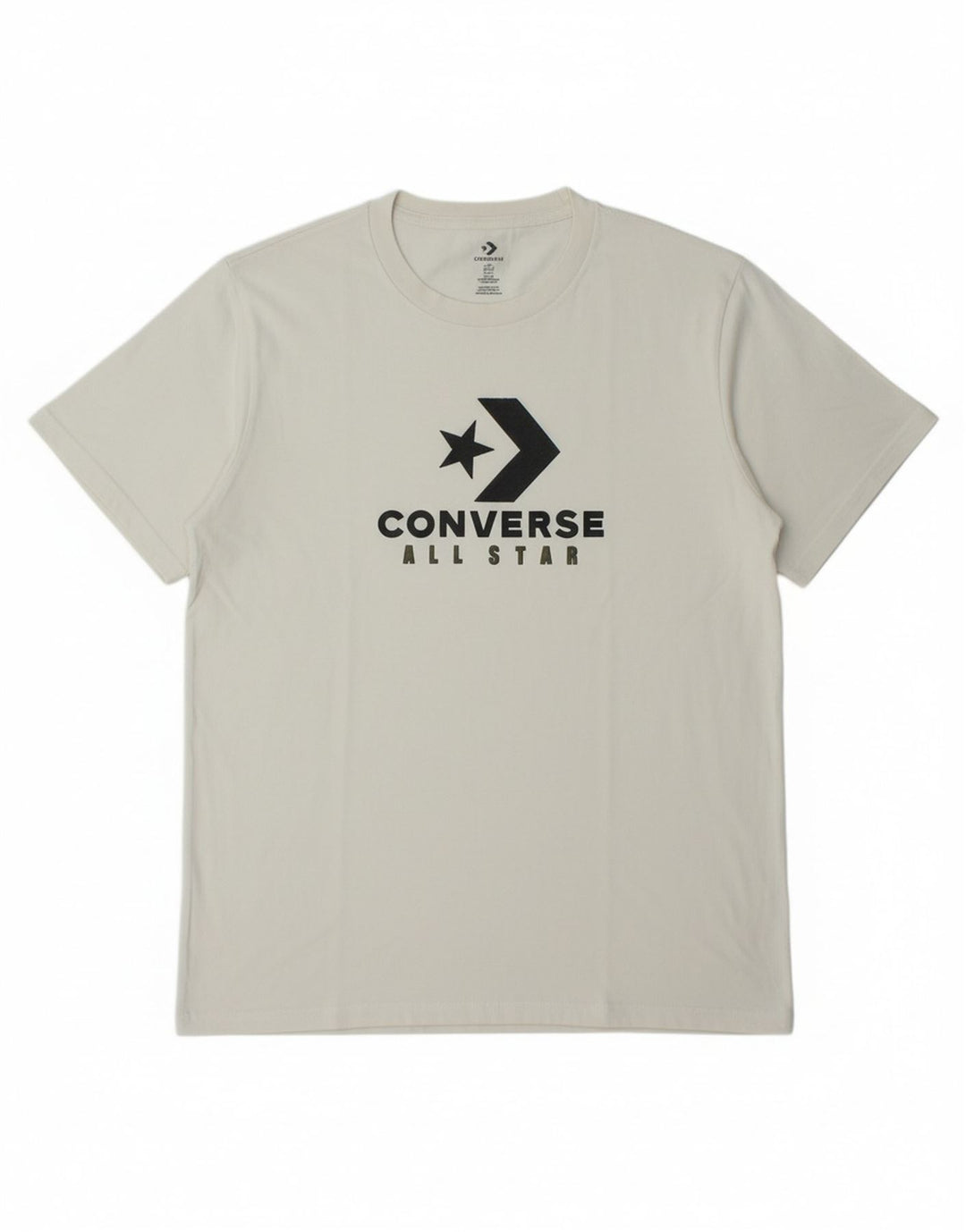 CONVERSE Mens Graphic T-Shirt Top Medium Off White Cotton