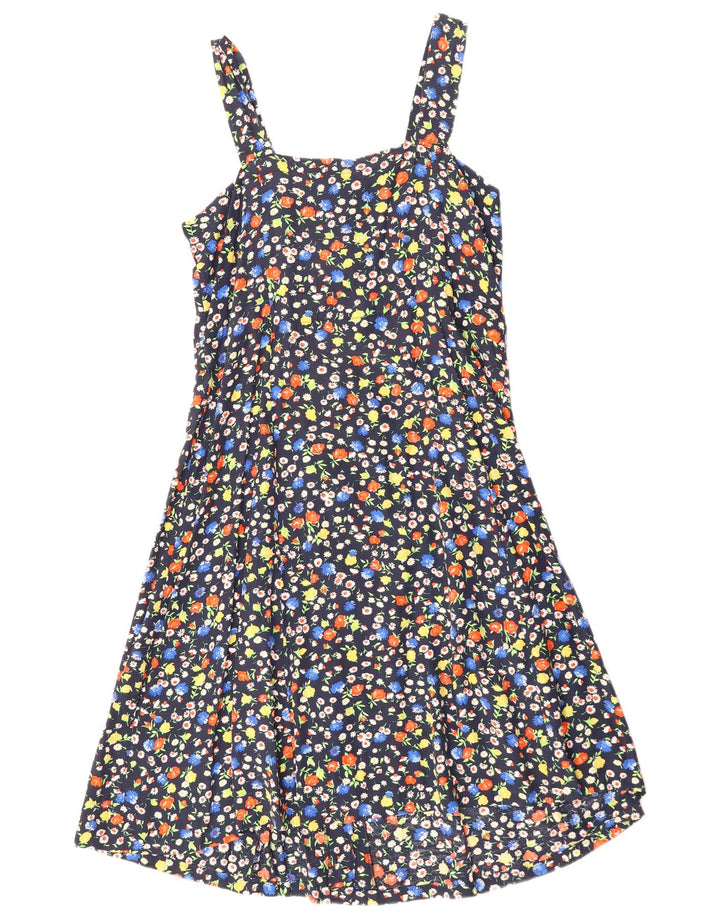 Vintage Womens Sundress UK 12 Medium Navy Blue Floral