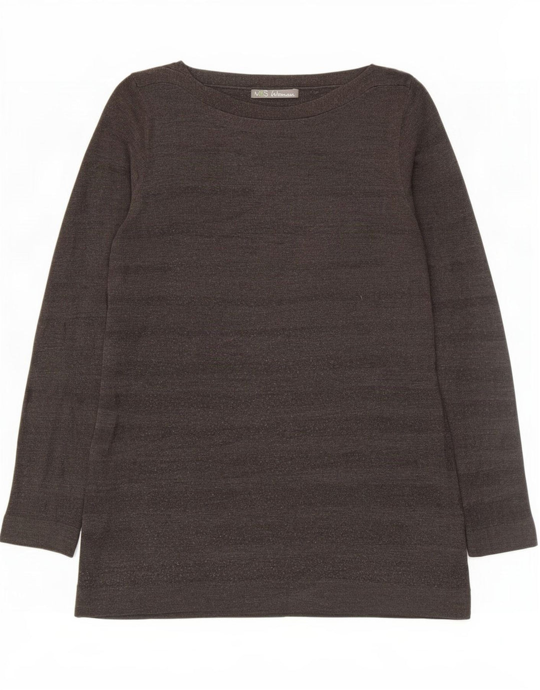 Marks & Spencer Womens Long Sleeve Tunic Top UK 12 Medium Grey Striped