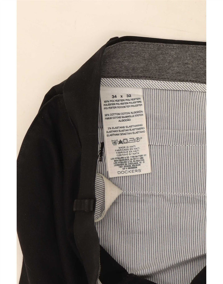 Dockers Mens Straight Chino Trousers W34 L32 Black Polyester