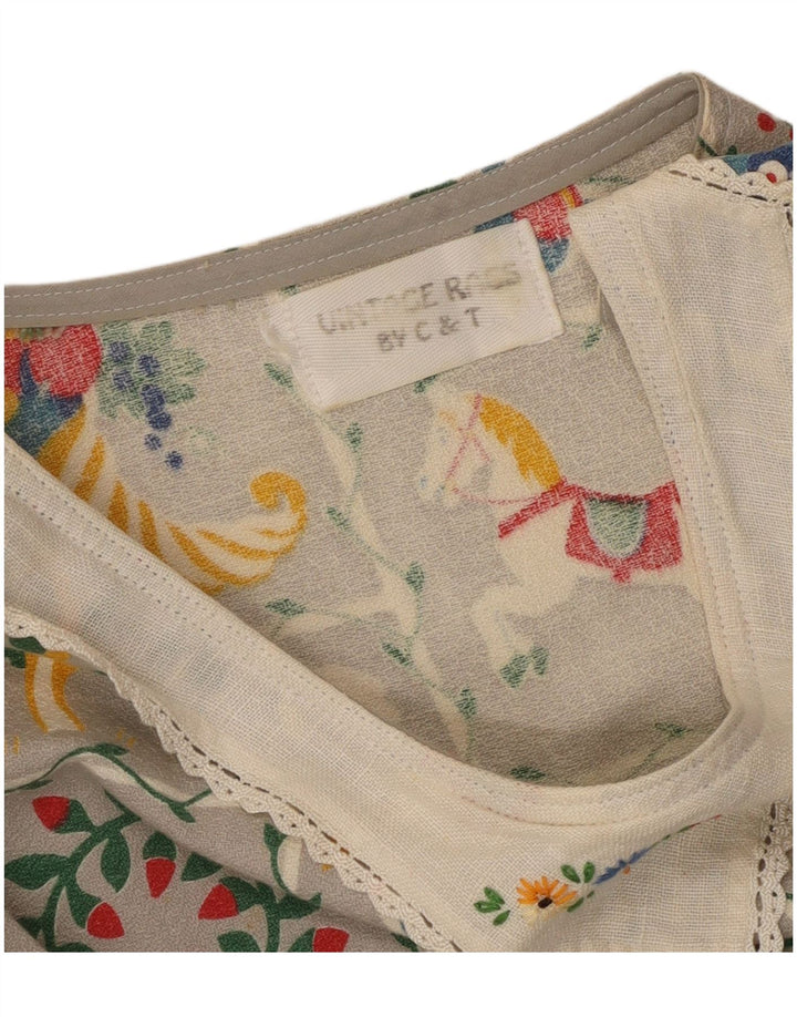 VINTAGE Womens Graphic Shift Dress UK 16 Large Grey Floral