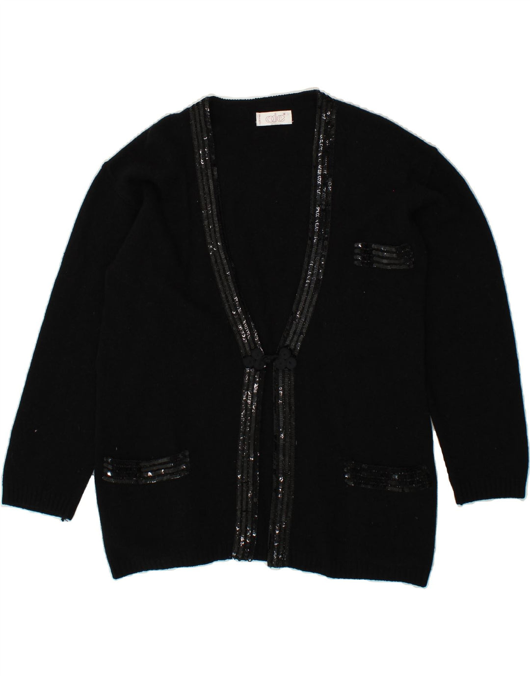 CODICE Womens Longline Cardigan Sweater IT 44 Medium Black Vintage Codice and Second-Hand Codice from Messina Hembry 