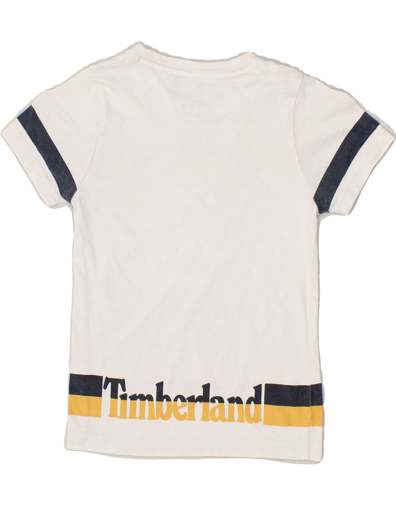 TIMBERLAND Boys Graphic T-Shirt Top 5-6 Years White Striped | Vintage Timberland | Thrift | Second-Hand Timberland | Used Clothing | Messina Hembry 