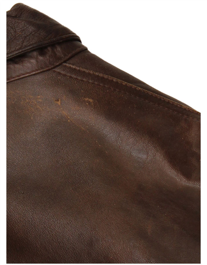 Vintage Mens Leather Jacket IT 52 XL Brown