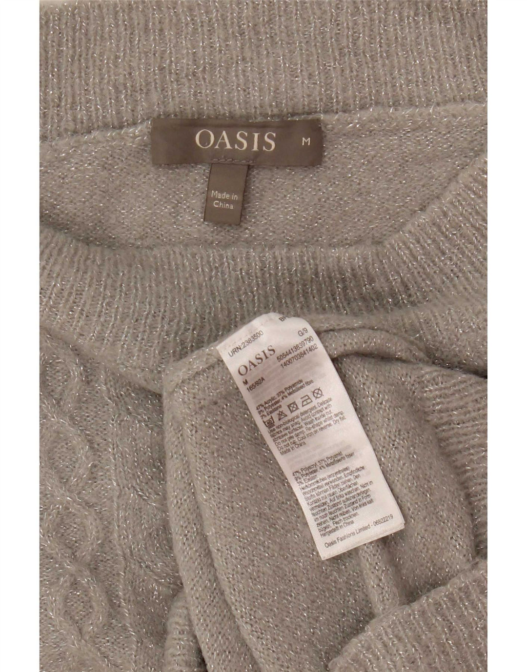 Oasis Womens Crop Boat Neck Jumper Sweater UK 14 Medium Grey Acrylic