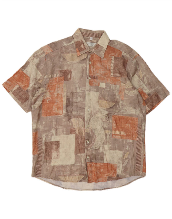 CANDA Mens Short Sleeve Shirt Size 42 16 1/2 Large Multicoloured Patchwork