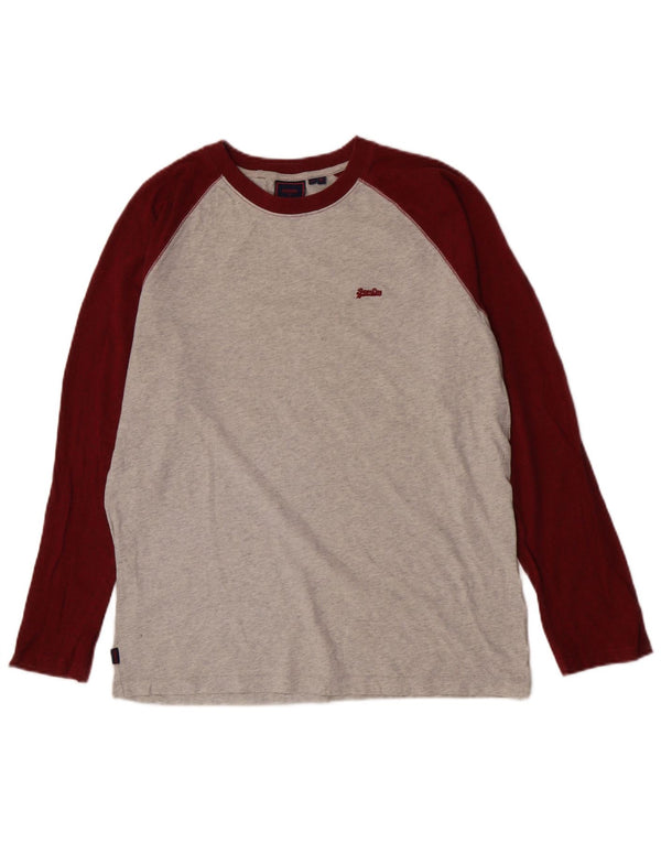 Superdry Boys Top Long Sleeve 15-16 Years XL Grey Colourblock Cotton