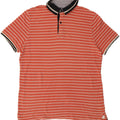 Massimo Dutti Mens Polo Shirt XL Orange Striped Cotton