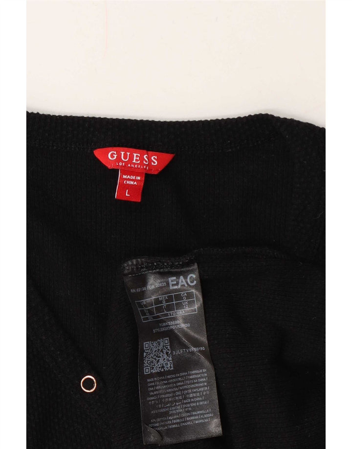 Guess Womens Top Long Sleeve UK 12 Medium Black Cotton