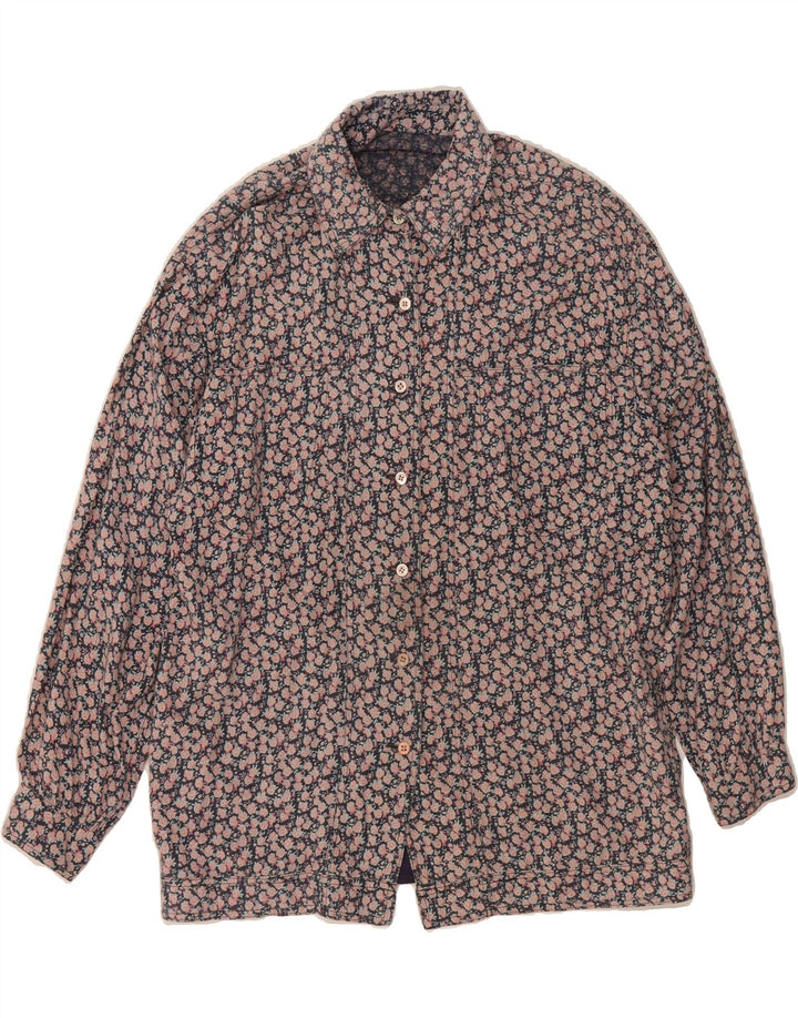 VINTAGE Womens Shirt UK 16 Large Brown Floral Vintage Vintage and Second-Hand Vintage from Messina Hembry 