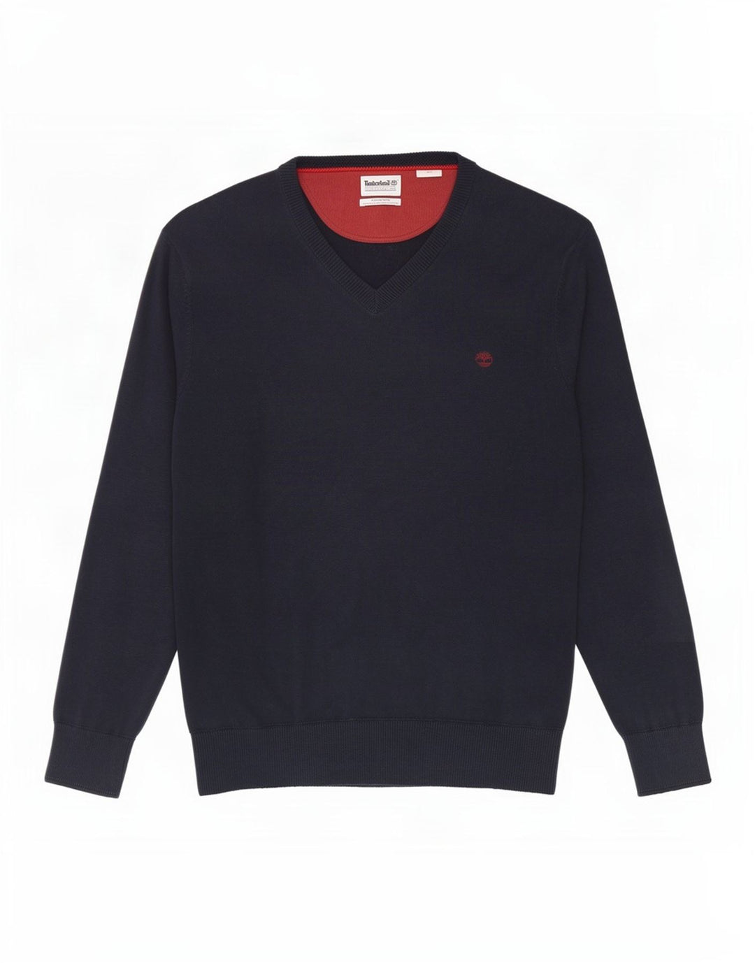 Timberland Mens V-Neck Jumper Sweater Medium Navy Blue Cotton
