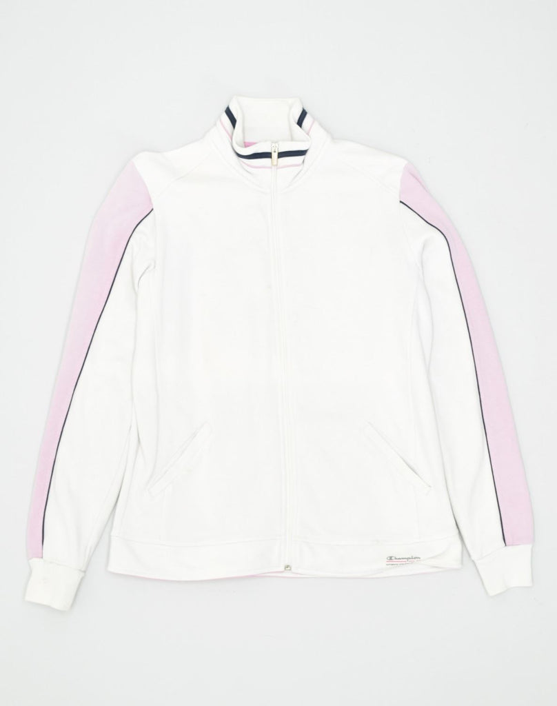 CHAMPION Womens Tracksuit Top Jacket Large White Colourblock Cotton | Vintage Champion | Thrift | Second-Hand Champion | Used Clothing | Messina Hembry 