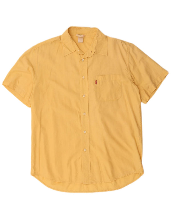 LEVI'S Mens Short Sleeve Shirt Medium Yellow Check Cotton