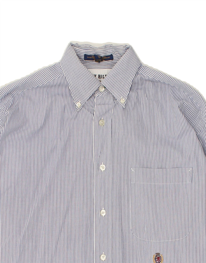 TOMMY HILFIGER Mens Shirt Size 15 1/2 Medium Blue Striped Cotton Vintage Tommy Hilfiger and Second-Hand Tommy Hilfiger from Messina Hembry 