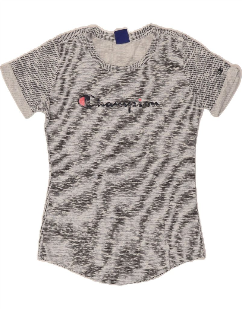 CHAMPION Womens Graphic T-Shirt Top UK 12 Medium Grey Flecked Vintage Champion and Second-Hand Champion from Messina Hembry 
