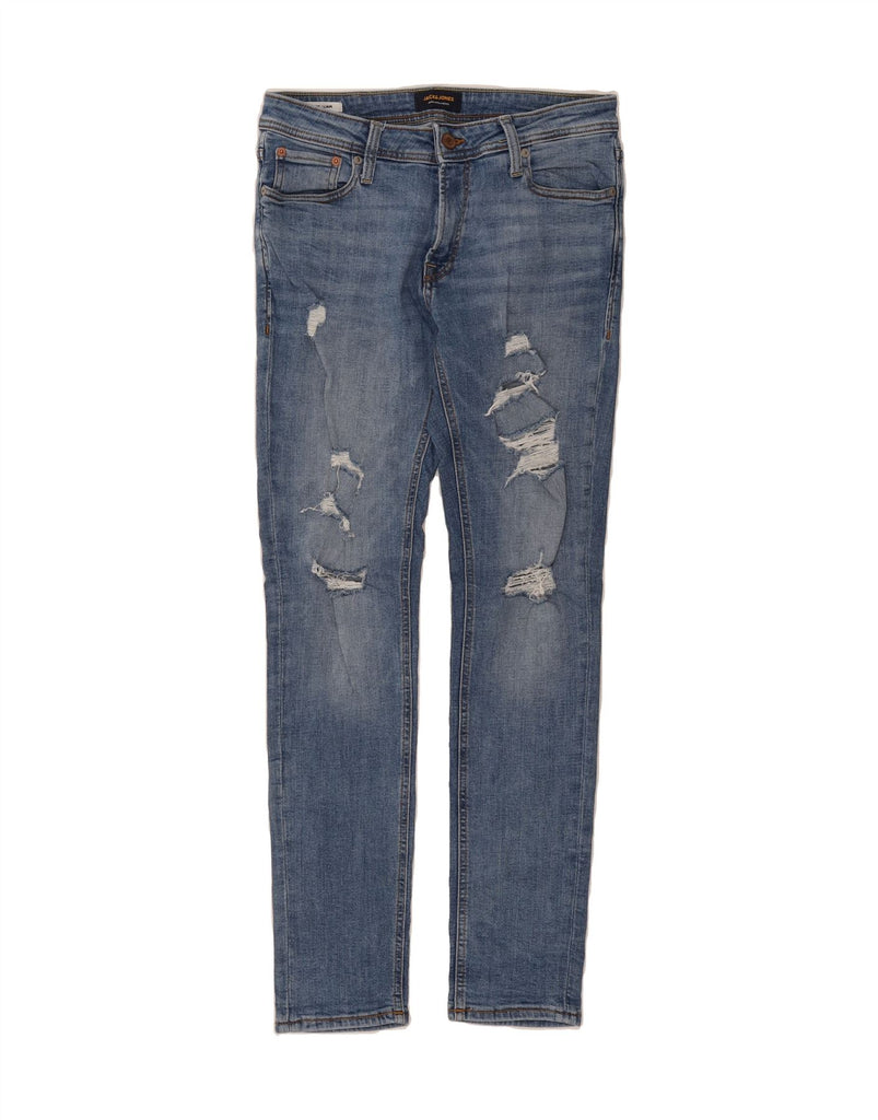 JACK & JONES Mens Liam Distressed Skinny Jeans W31 L32  Blue Cotton Vintage Jack & Jones and Second-Hand Jack & Jones from Messina Hembry 