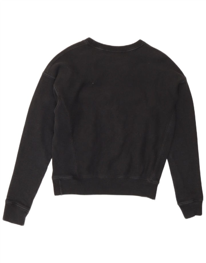 Champion Womens Crop Oversized Sweatshirt Jumper UK 6 XS Black
