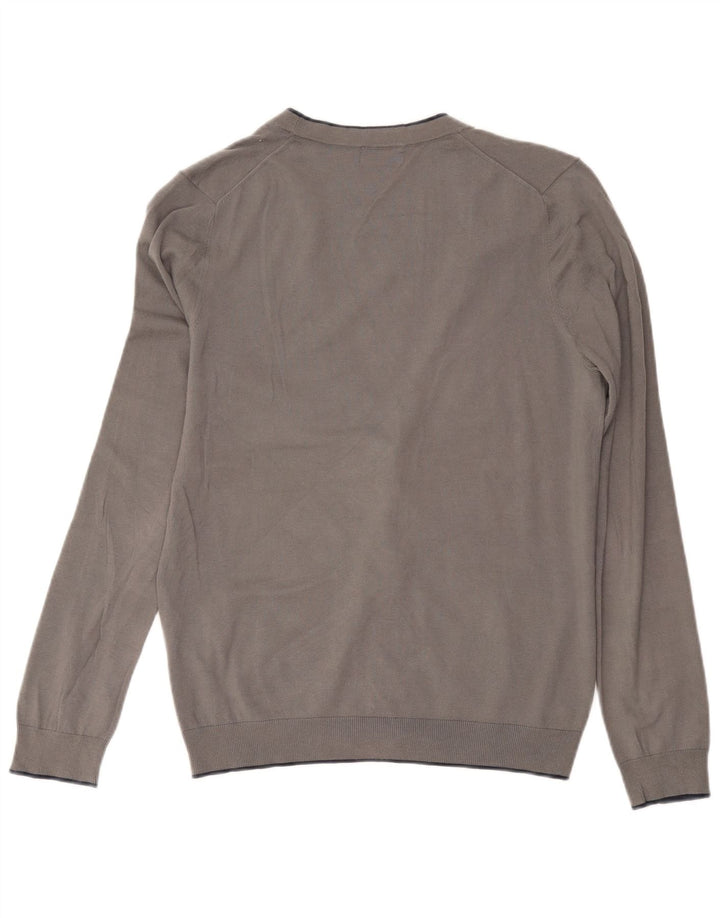 Sisley Mens Cardigan Sweater Large Grey Cotton